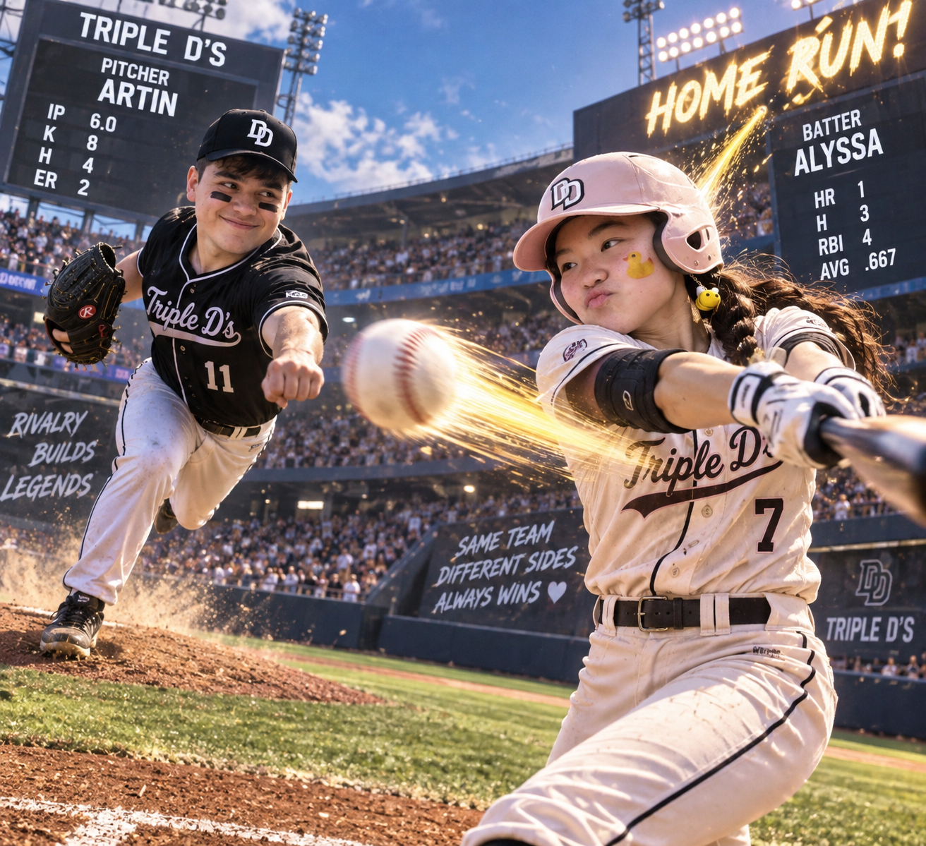A playful Triple D’s baseball duel